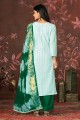 Cotton Palazzo Suit in Sea green with Hand