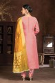 Printed Palazzo Suit in Pink Art silk