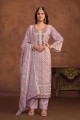 Organza Straight Pant Suit with Embroidered