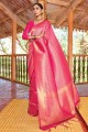 Handloom silk weaving Pink Saree with Blouse