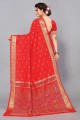 Red Saree in Zari,weaving Silk