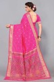 Pink Saree  Zari,weaving Silk
