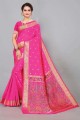 Pink Saree  Zari,weaving Silk