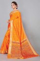 Silk Saree in Yellow Zari,weaving