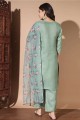 Pista  Cotton Printed Straight Pant Suit with Dupatta