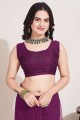 Wine  Saree with Embroidered Soft net