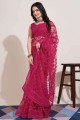 Pink Soft net Saree Embroidered