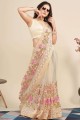 Soft net Saree Peach with Embroidered