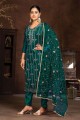 Green Hand Straight Pant Suit in Plain