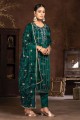 Green Hand Straight Pant Suit in Plain