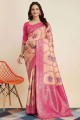 Pink Saree in Silk Zari