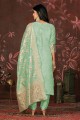 Weaving Green Straight Pant Suit with Dupatta