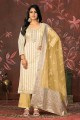 Cotton Hand Yellow Straight Pant Suit with Dupatta