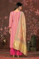 Cotton Hand Pink Straight Suit with Dupatta