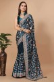 Thread,embroidered Silk Saree in Blue