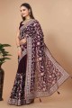 Wine Thread,embroidered Silk Saree
