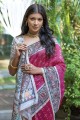 Tussar silk Printed Pink Saree