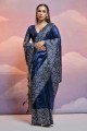 Saree Nevy blue  Weaving Handloom silk