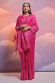 Saree Pink Weaving in Handloom silk