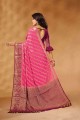 Pink Saree in Georgette with Weaving