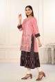 Pink Kurti in Cotton with Printed