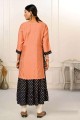 Cotton Kurti with Printed in Peach