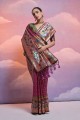 Banarasi silk  purple  Saree with Blouse