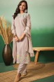 Light brown  Embroidered Straight Pant Suit in Georgette