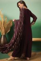 Georgette Straight Pant Suit in Wine  with Dupatta