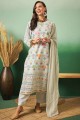Light blue  Embroidered Straight Pant Suit with Dupatta