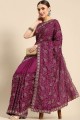 Embroidered Silk Purple Saree with Blouse