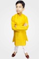 Yellow Art silk Boy Kurta