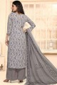 Grey Crepe Printed Palazzo Suit with Dupatta