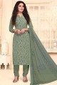 Green Palazzo Suit in Crepe with Printed
