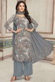 Palazzo Suit in Grey with Printed
