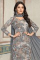 Palazzo Suit in Grey with Printed
