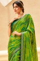 Lace Georgette Green Saree with Blouse