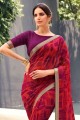 Georgette Maroon Saree in Lace