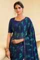 Georgette Saree in Blue with Lace