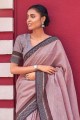Linen Saree in Purple with Weaving