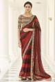 Art silk Thread,embroidered Red Saree with Blouse