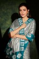 Silver Embroidered,weaving Saree in Silk and shimmer