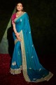 Blue Saree in Silk and shimmer with Embroidered