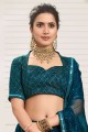 Teal  Party Lehenga Choli with Embroidered Organza