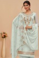 Blue Embroidered Georgette Palazzo Suit