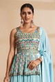 Embroidered Georgette Party Lehenga Choli in Turquoise