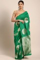 Banarasi Saree in Green Banarasi silk Weaving
