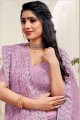 Stone,embroidered Net Purple Saree with Blouse