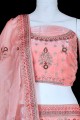 Party Lehenga Choli in Pink Georgette Embroidered