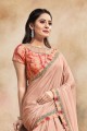Pink Stone,embroidered Saree in Georgette